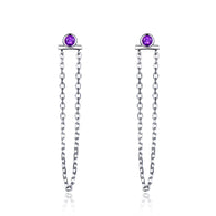 Natural Amethyst 925 Sterling Silver Drop Earrings:FJD,