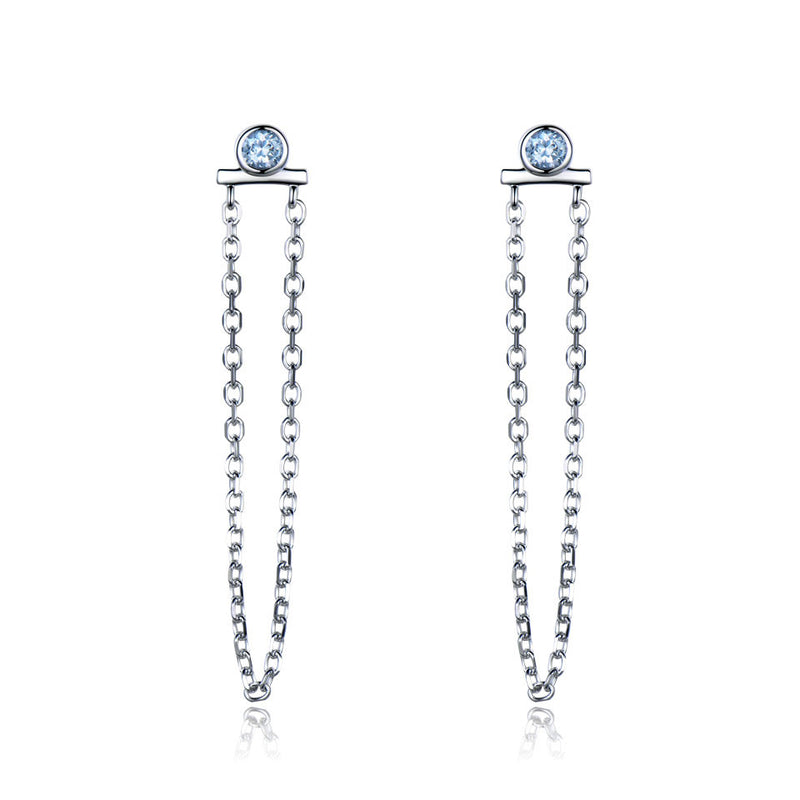 Natural sky blue topaz drop earrings:FJD,