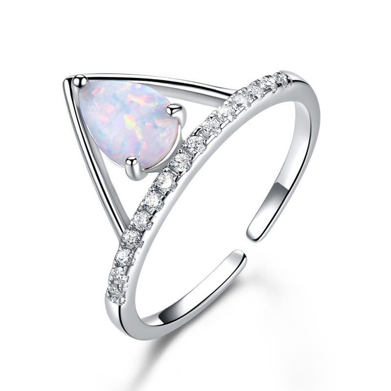 925 Sterling Silver 0.6ct Drop Opal Ring:FJD,