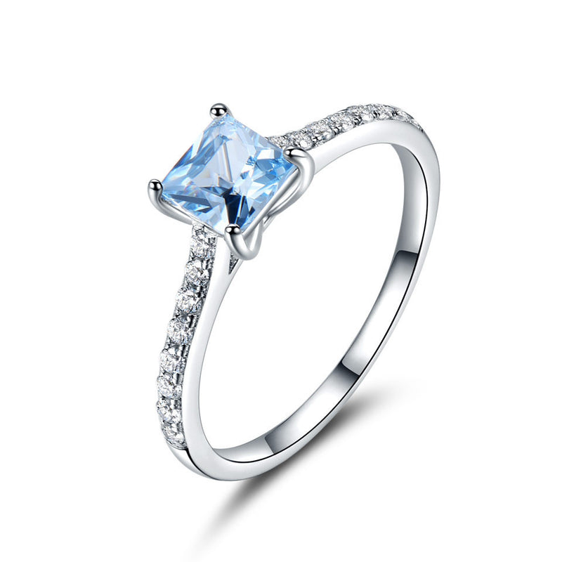 5*5mm Sky Blue Topaz Ring:FJD,