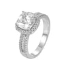 Clear Cubic Zirconia Square Halo Ring 18K Gold/Platinum Plated:FJD,