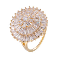 Dandelion Zirconia Copper Ring With 18K Gold/Platinum Plated Ring:FJD,