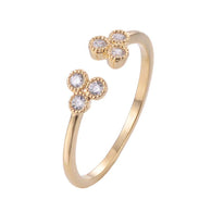 Symmetry Open Adjustable Copper Ring With Zirconia 18K Gold/Platinum Plated:FJD,