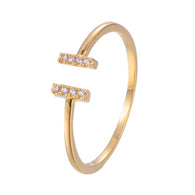 Bar Open Adjustable Ring With copper Zirconia 18K Gold/Platinum Plated:FJD,