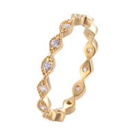 Rhomb Single Row Stackable Band Copper Ring With  Zirconia 18K Gold/Platinum Plated:FJD,