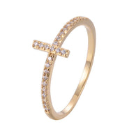 Cross Band Ring Copper Zirconia Ring 18K Gold/Platinum Plated:FJD,