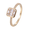 Square Minimalist Ring With Copper Zirconia 18K Gold /Platinum Plated:FJD,