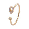 Water Drop Open Copper Ring With Zirconia 18K Gold Plated:FJD,