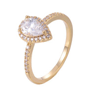 Water Drop Ring With Copper Zirconia 18K Gold/Platinum Plated Ring:FJD,