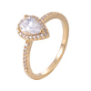 Water Drop Ring With Copper Zirconia 18K Gold/Platinum Plated Ring:FJD,