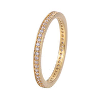 Circle Round Paved Copper Ring With Zirconia 18K Gold/Platinum Plated:FJD,