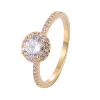 Clasic Round Princess Ring With Copper Zirconia 18K Gold/Platinum Plated:FJD,