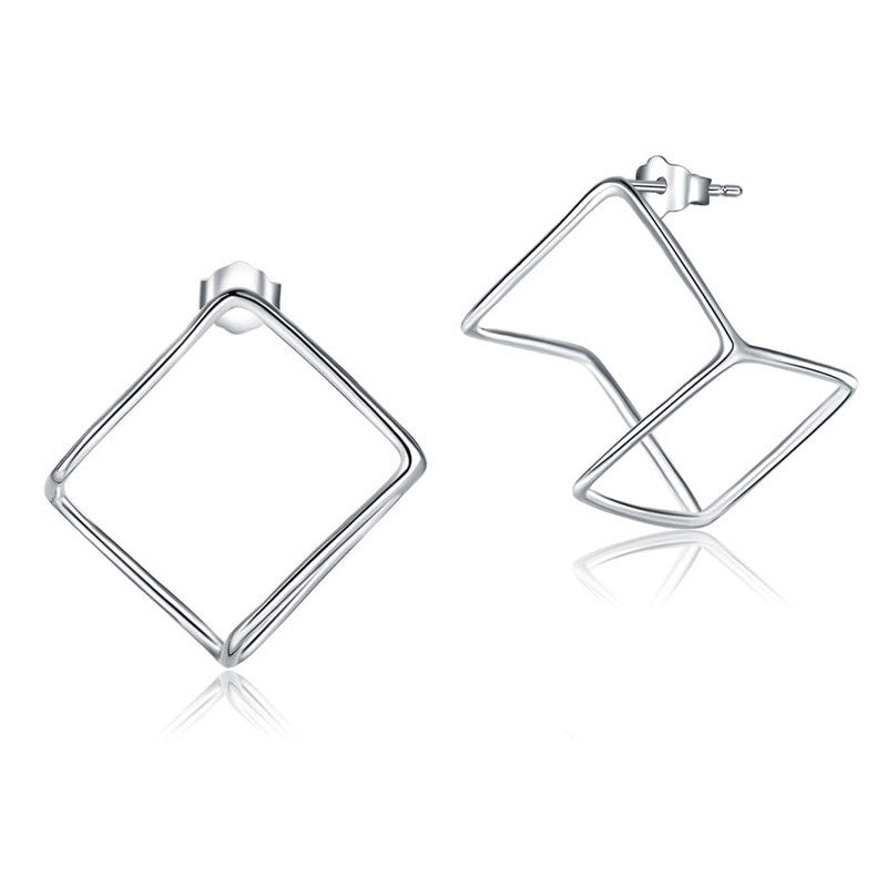 Solid 925 Sterling Silver Cube Stud Earring:FJD,