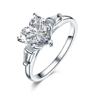 925 Sterling Silver 2 Carat Heart Simulated Diamond Ring:FJD,