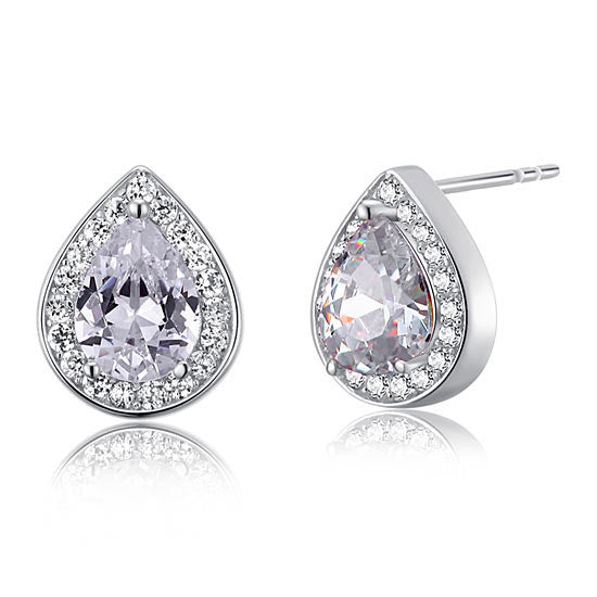 1 Carat Pear Cut Simulated Diamond 925 Sterling Silver Stud Earrings:FJD,