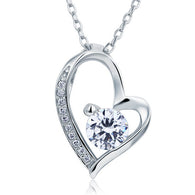 1 Carat Simulated Diamond Heart 925 Sterling Silver Pendant Necklace:FJD,