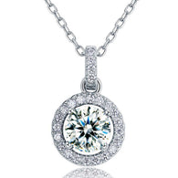 1 Carat Round Cut Simulated Diamond Bridal 925 Sterling Silver Pendant Necklace:FJD,