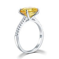 Solid 925 Sterling Silver 4 Carat Yellow Canary Oval Party Ring:FJD,