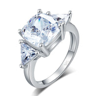 Cushion Cut 4 Carat Solid 925 Sterling Silver Created Diamante Ring:FJD,