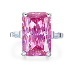 8.5 Carat Pink Created Diamante Stone Solid 925 Sterling Silver Ring:FJD,