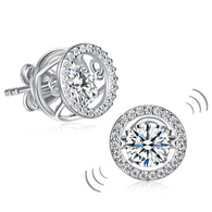 Classic Dancing Stone Stud Solid 925 Sterling Silver Simulated Diamond Earrings:FJD,