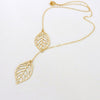 Metal Double Leaf Pendant Alloy Choker Necklace:FJD,