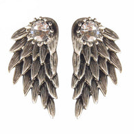 Angel Wings Rhinestone Alloy Earrings:FJD,