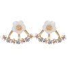 Crystal Studded Flower Ear Jacket Earrings:FJD,