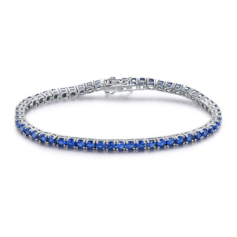 925 Sterling Silver Sapphire Bracelet:FJD,