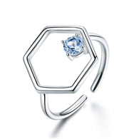 Natural Sky Blue Topaz Gemstone Real 925 Sterling Silver Ring:FJD,