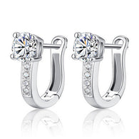 Sterling Silver Simulated Diamond Huggie Earrings:FJD,