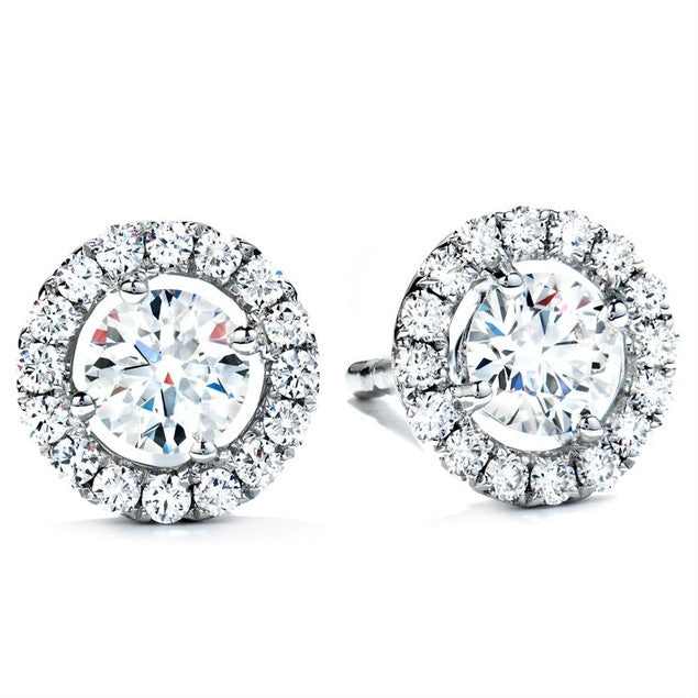 White Gold Plated Cubic Zirconia Halo Stud Earring:FJD,