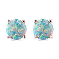 Rose Gold Plated Opal Stud 8MM Round Earrings:FJD,