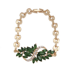 Trendy 18k Gold Plated Leaf 5 Colors CZ Stones Bracelet:FJD,