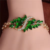 Trendy 18k Gold Plated Leaf 5 Colors CZ Stones Bracelet:FJD,