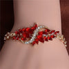 Trendy 18k Gold Plated Leaf 5 Colors CZ Stones Bracelet:FJD,