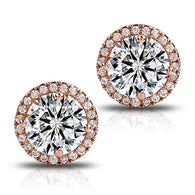 Cluster White Stone Round Cut Stud Earrings:FJD,