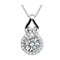 Platinum Plated Sweet Embrace Cubic Zirconia Diamond Necklace:FJD,