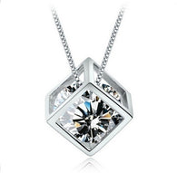 Crystal Diamond Pendant Square Style Necklace:FJD,