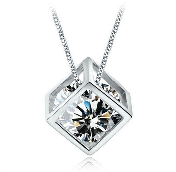 Crystal Diamond Pendant Square Style Necklace:FJD,