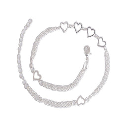 925 Silver Love Hearts Charm Anklet:FJD,