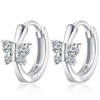 Women's 925 Silver Cute Zircon Butterfly Ear Clip Cuff Ear Stud Earrings:FJD,