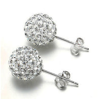 Rhinestone Flower Bud Ball Stud Earrings:FJD,