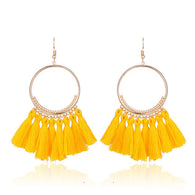 Bohemian Ethnic Fringed Tassel Earrings:FJD,