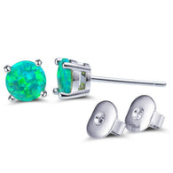 Elegant Round Green Fire Opal Ear Studs Earrings:FJD,