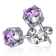 Amethyst Diamond Studs Earrings:FJD,