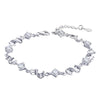 Womens 925 Sterling Silver Purple Crystal Love Chain Bracelet:FJD,