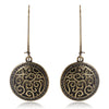 Vintage Drop Unique Carved Disc Dangle Earring:FJD,