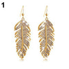 Retro Boho Alloy Feather Rhinestone Eardrops Party Hook Dangle Earrings:FJD,