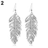 Retro Boho Alloy Feather Rhinestone Eardrops Party Hook Dangle Earrings:FJD,